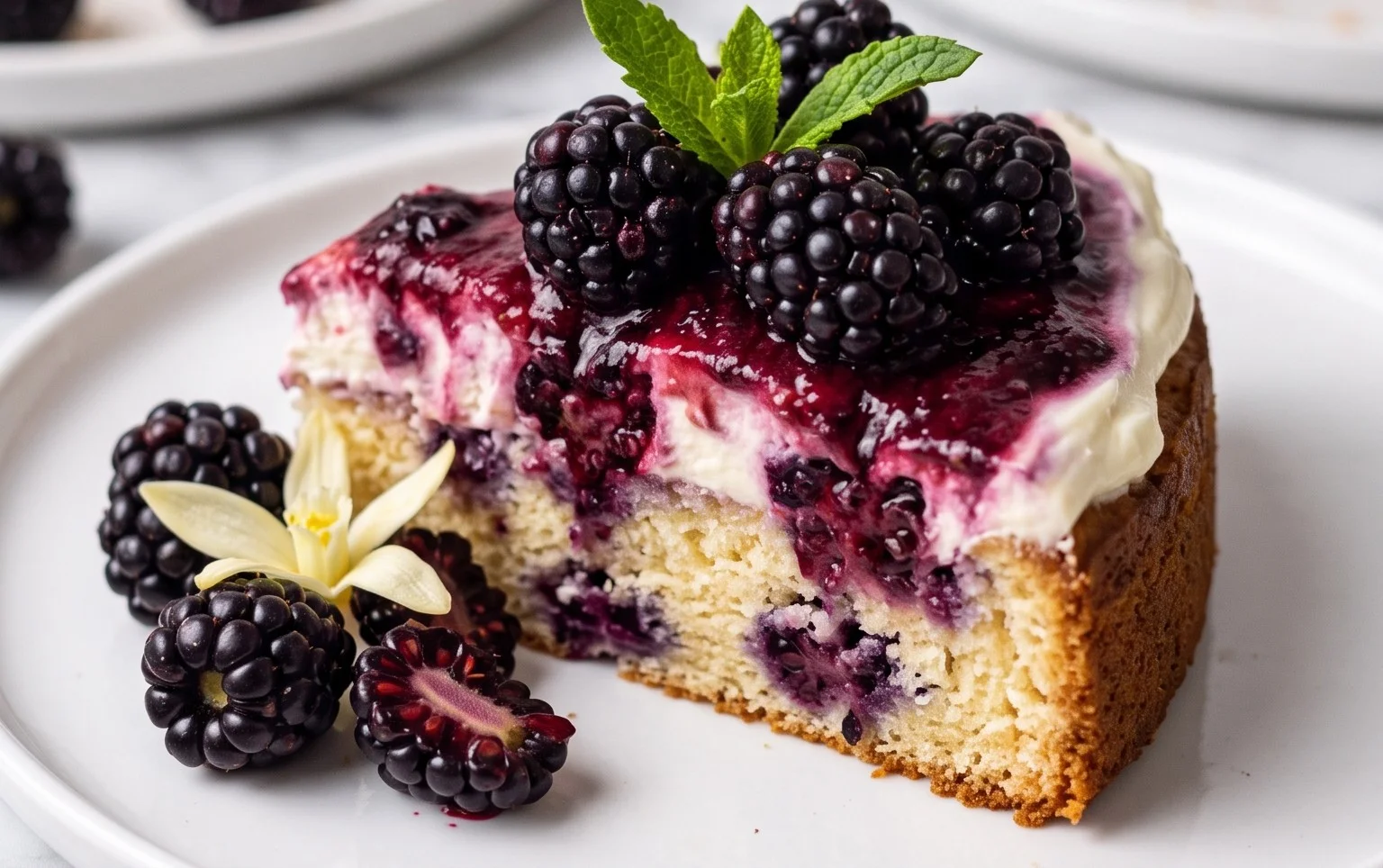 Blackberry Cake with Greek Yogurt and Vanilla